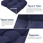 MTMR Water-Repellent Outdoor Chair Cushions Set of 2, 19”X19” Patio Chair Cushions with High Elasticity PP Cotton, No Fading Tufted Seat Cushions for Outdoor Furniture, Thick and Large Patio Cushions - color: Navy