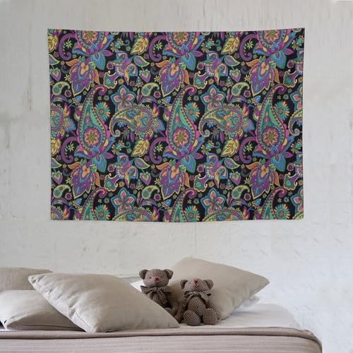 KANEPE Boho Tapestry Blue Vintage Medieval Tribal Floral Paisley Pattern Wall Hanging Tapestries Home Decor for Living Room Bedroom Apartments Farmhouse Dorm,40inx30in (102×76cm)【Small】 - color: Boho-10, size: 40Wx30L