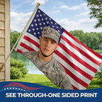Custom Flag with Face on It by DreamController; Personalized American Flag with Photo Logo; Pink Flag Custom; 5 Sizes; HD Print; 2 Grommets; No Pole Hardware; Made in USA Fast Delivery - color: Flag with Photo Custom