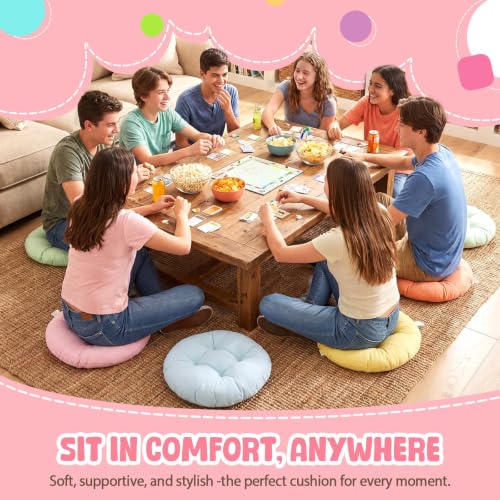 Fumete 8 Pcs 16 Inch Floor Cushions Pillow for Kids Bulk Classroom Round Flexible Seating Floor Cushions for Students Home Daycare School Reading Corner Yoga Meditation Picnic (Candy) - color: Candy