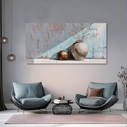 Home Decor Framed Art Modern Art Wall Decor Blue Wall Art Vintage Farmhouse Wall Art Vase Painting for Bedroom Living Room Decoration Home Kitchen Office 20" X 40" - color: Blue, size: 40"L x 20"W