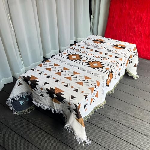 Hopstar Aztec Throw Blanket Navajo Indian Blankets and Throws Boho Western Decor Couch Cover Blanket for Bed Sofa Living Room Beach Travel 51"x63" (Aksu) - color: Aksu, size: 51"x63"