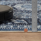 Bloom Rugs Caria Washable Non-Slip 7 ft Runner - Blue Traditional Runner for Entryway, Hallway, Bathroom, and Kitchen - Exact Size: 2'6" x 7' - color: Blue, size: 2'6" x 7' (Runner)