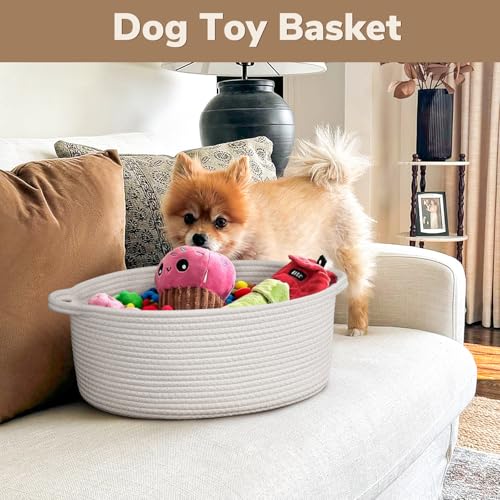 Goodpick White Rope Baskets for Gifts Empty, Decorative Basket for Baby Shower Gifts, Woven Storage Baskets for Bathroom, Toy Basket with Handles for Nursery Kids, 13.6"x 10" x 6" - color: White, size: 13.6x10x6 Inch (Pack of 1)