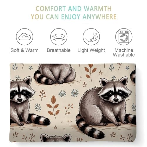 Raccoon Pattern Blanket, Cute Animal Flannel Throw Blanket for Couch Bed Or Chair, Luxury Lightweight Comfy Blankets Home Decor Gift(1)(2)(3)(4) 30x40in(76 * 102cm) - color: Style-3, size: 30x40in(76*102cm)