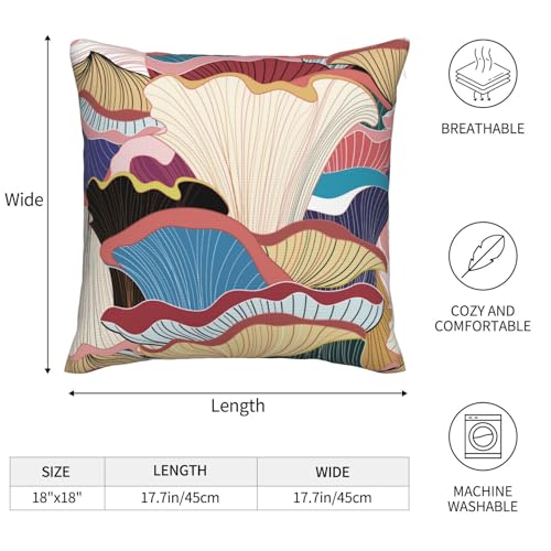 Mushrooms Pillow Covers 18 x 18 Set of 2 Vintage Mushroom Linen Throw Pillow Cover Colorful Decorative Pillowcases Farmhouse Home Decor for Couch Bed Sofa Outdoor, Churent-P0327-PC005 - color: Mushrooms