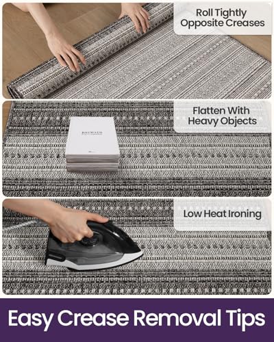 DEXI Hallway Runner Rug 3.3x8, Woven Braided Farmhouse Runner Carpet Indoor, Absorbent Thin Long Entryway Runners for Kitchen, Laundry Room, Patio Entrance, Striped Grey - color: Striped Grey, size: 3'3" X 8' (Rectangular)