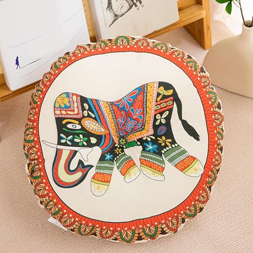 Boho Floor Cushion - 16x16 Inch Round Plush Mat for Extra Comfort, Reversible Dense Padding with Breathable Fabric, Versatile Chair and Meditation Cushion for Home Office Bedroom Lounge Décor - color: A