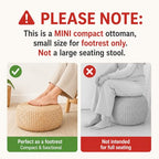 Small Straw Round Pouf Ottoman, Natural Mini Solid Wood Footrest, Boho Low Tatami Footstool for Living Room Bedroom Patio, 12.2"×12.2"×8.7", Ideal for Foot Rest or Temporary Seating