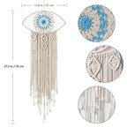 LOMOHOO Large Boho Dream Catchers Evil Eye Macrame Wall Hanging Woven Dream Catcher for Bedroom Home Dorm Room Ornament(Beige)
