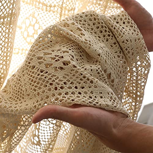 Rustic Crochet Curtains for Living Room Farmhouse Hollow Knitted Lace Curtain Panels for Bedroom Rod Pocket Boho Cotton Window Drapes for Doorway 1 Panel W55 X L79 Inch - size: 55"W x 79"L (Pack of 1)