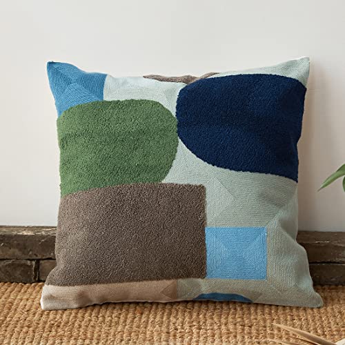 vctops Boho Geometric Tufted Decorative Throw Pillow Cover Farmhouse Cotton Embroidery Accent Square Cushion Case for Couch Sofa Bed (EmbroideryH, 18"x18") - color: Embroideryh, size: 18" x 18" (Pack of 1)