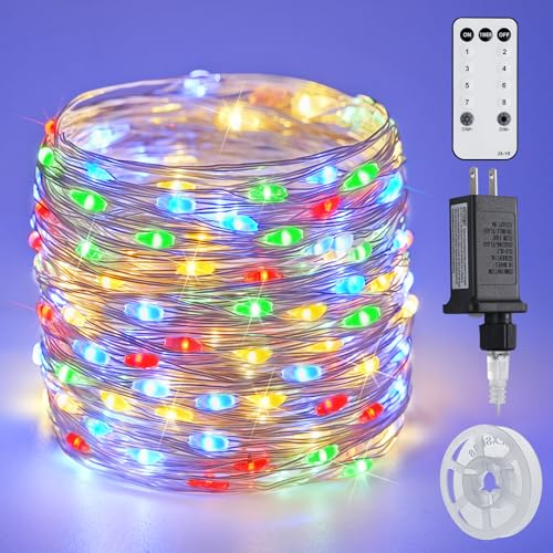 JMEXSUSS 200 LED Multicolor Fairy Lights Plug in, 66 ft Christmas Tree Light Outdoor Waterproof, 8 Modes Christmas Twinkle Lights for Bedroom Christmas Tree Decor - color: Multicolor, size: 66FT 200LED