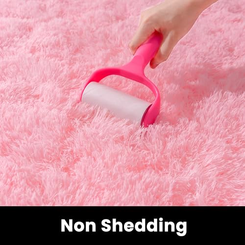 Awaytail 3x5 Fluffy Pink Area Rug - Soft Cute Shag Fuzzy Rug for Bedroom - Anti-Skid Living Room Girls Rug Pink Home Decor - color: Pink, size: 3' x 5' (Rectangular)