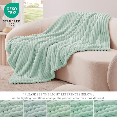 EXQ Home Gentle Soft Fleece Throw Blanket – Cozy Lightweight Blanket for Couch Bed – All-Season Warm Fuzzy Flannel Blanket for Women Mom Her – Gifts for Mother's Day Birthday(50"x60",Aqua) - color: Aqua, size: Throw