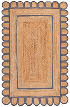 SAFAVIEH Area Rug 5x8 - Natural Fiber Collection - Natural & Blue, Handmade Jute, Ideal for Living Room, Bedroom, Dining Space (NFB125M) - color: Natural/Blue, size: 5' x 8' (Rectangular)