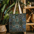 Boho Style Canvas Bag for Women Boho Fashion Tote Bag for Bohemian Lover - color: Turquoisemosaic Bag