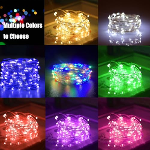 AIKEI 12 Pack LED Fairy Lights Battery Operated, String Lights Waterproof 7 Feet 20 Led Firefly Starry Lights for Wedding Party Bedroom Garden Christmas Decoration Mix-Colored - color: 6 Mix-colored, size: 12PCS-STANDARD