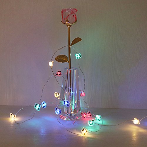 GUOCHENG 6.56ft 20 LED Music Note String Lights, Battery Operated Warm White Music Decorative Fairy Lights, Musical DIY Gift for Music Lover(4Colors) - color: 2m colorful