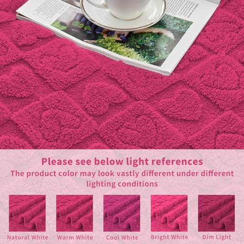 FY FIBER HOUSE Throw Blankets with Heart Checkered,Soft Warm Blankets for Lover Mom Father Friends Gifts,Washable Lightweight Fuzzy Blanket for Couch Sofa Bed All Season(Hot Pink,90"x108") - color: Hot Pink, size: King(90"x108")