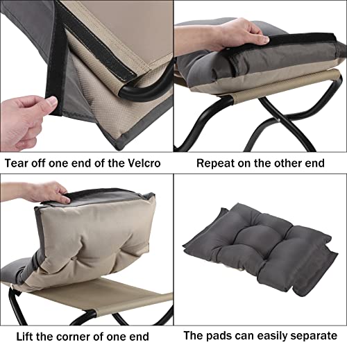 15" Foldable Foot Stool Ottoman with Metal Frame - Washable Dark Grey Upholstered Indoor/Outdoor Footrest for Living Room, Bedroom, Patio - Space-Saving Compact Design - color: Dark Grey