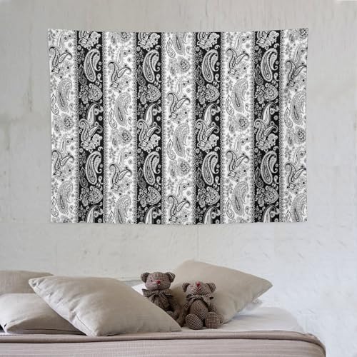 KANEPE Boho Tapestry Black White Paisley Flowers Pattern Wall Hanging Tapestries Home Decor for Living Room Bedroom Apartments Farmhouse Dorm,40inx30in (102×76cm)【Small】 - color: Boho-5, size: 40Wx30L