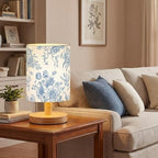 VIHOSE Blue Floral Kids Table Lamp for Bedroom Kids Bedside Lamp with Linen Wooden Nightstand Cartoon Nursery Lampshade for Girls Boys Living Room - style: Blue Floral