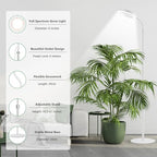 Aumtrly Floor Grow Lights for Indoor Plants, Full Spectrum Plant Light with 68" Stand for Growing Large Tall Plants, White Halo Grow Lamp with 6/12/16H Timer, 3 Light Modes, 5 Dimming - size: 1 head 68inch/white