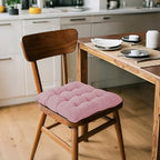 ELFJOY 4 Pack Chair Cushions for Dining Chairs Chair Pads Cushion for Kitchen Office Tufted Textured Square Seat Cushion with Ties (16" Light Pink) - color: Light Pink