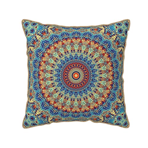 Boho Mandala Floral Velvet Throw Pillow Covers Home Deco Pillowcase Square Pillow Case Cushion Cover for Bed Sofa Living Room Car Indoor and Outdoor 18"X18" - color: Boho Mandala, size: 18" x 18" (Pack of 1)