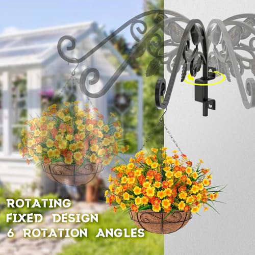 Plant Hangers Outdoor 15.15 inch Swivel Plant Wall Hanger, Sturdy Wrought Iron Hanging Plant Hooks, Hanging Plant Bracket Indoor&Outdoor for Bird Feeders, Planters, Lanterns, Wind Chime 1 Pack - color: Black - 1 Pack
