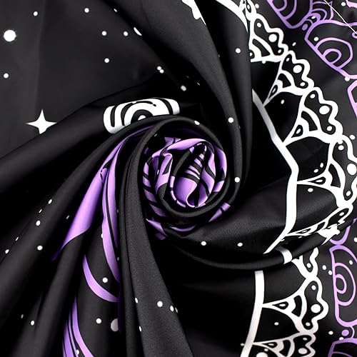 SCECALA Purple Mushroom Mural Boho Mandala Black and White Stars Wall Art 80x60 Inches for Bedroom Living Room Teen Party - color: Purple, size: 60"L x 80"W