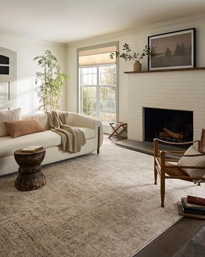 Loloi Magnolia Home by Joanna Gaines Junie Collection JUE-02 Oatmeal/Smoke 2'-7" x 8'-0", .38 Pile Height, Runner Rug - color: Oatmeal / Smoke, size: 2'7" x 8' (Rectangular)