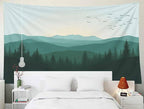 EMMTEEY Nature Tapestry Green Mountains Forest 60X50 Inch Ceiling Tapestry Wall Art Hanging Tapetries for Bedroom Living Room Dorm Décor