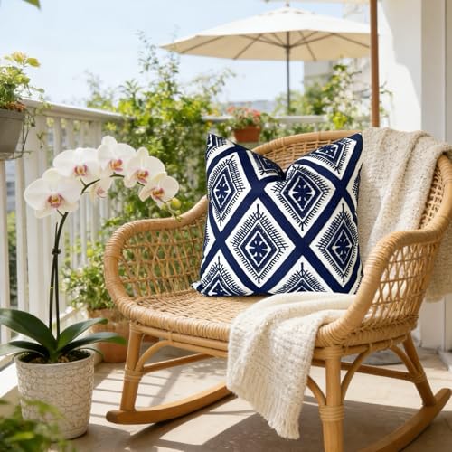 Slow Cow Embroidery Navy Blue Pillow Covers Cushion Covers Invisible Zipper for Living Room 18 x18 Inch - color: Navy Eyes, size: 18" x 18" (Pack of 1)
