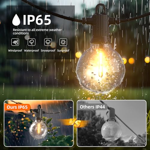 Kawaya 240FT Outdoor Lights String LED Patio Light Waterproof Dimmable G40 Globe String Lighting for Outside with 120+4 Blubs Shatterproof Hanging Lights for Porch Bistro Backyard Gazebo Balcony Cafe - size: 2×120FT