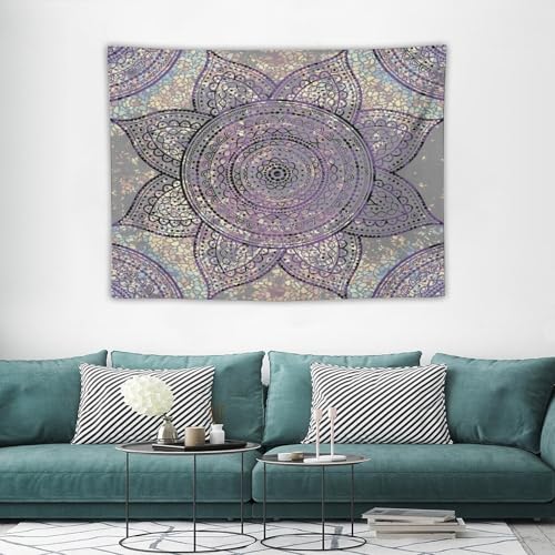 KANEPE Boho Floral Tapestry Vintage Gradient Purple Art Mandala Pattern Wall Hanging Tapestries Home Decor for Living Room Bedroom Apartments Farmhouse Dorm,40inx30in (102×76cm)【Small】 - color: Boho-16, size: 40Wx30L
