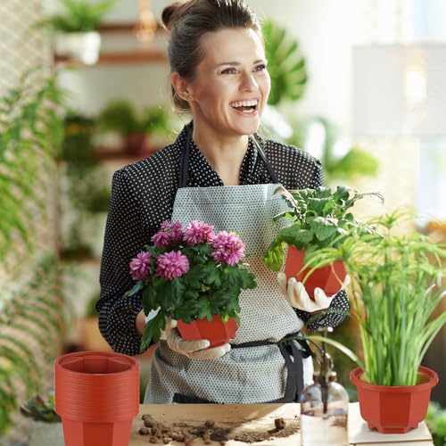 Roshtia 24 Pcs Hanging Plastic Planter Pot with Hook Flower Pots Baskets Hanging Nursery Planter Holder for Outdoor Indoor Plant Garden(Brown,3.7 Inch) - color: Brown, size: 3.7 Inch