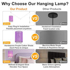 LaLuLa Purple Plug-in Hanging Lamp- Easy Install Crystal Pendant Light for Girls Bedroom, Nursery, Playhouse, Vanity, Closet, Bathroom - color: Purple, size: 5.9"