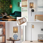 2 pack Small Lampshades for Table Lamp Shade Floor Lamp Shade,woven rattan boho Bamboo Lampshades,5.5"x5.5"x7.9",Dark brown - color: Dark brown