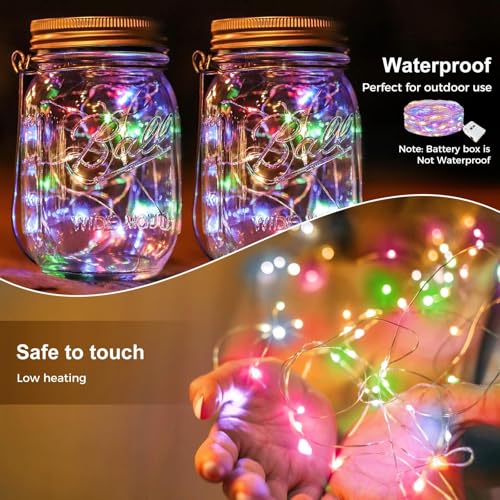 kolpop 6 Pack LED Fairy Lights Battery Operated, Mini Twinkle String Lights Battery Powered Waterproof for Christmas Mason Jars Party,Multicolor - color: Multicolor, size: 6 Pack