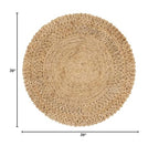 Unique Loom Braided Jute Collection Classic Quality Made Natural Hand Woven With Circle Swirl Details Area Rug (3' 3 x 3' 3 Round, Natural) - size: 3'3" (Round)