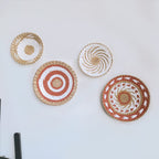 Boho Wall Basket,Seagrass Rattan Wicker Boho Wall Decor, Eco-Friendly Round Wall Art for Farmhouse Bedroom Living Room Display Table Settings Kitchen Home (Style J)