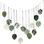M MANUAL Macrame Leaves Wall Hanging 47.3x29.5Inch Large Chic Feather Boho Macrame Wall Decor Leaf Hanging Photo Display Handmade Woven Wall Art 16pcs Leaf Tapestry - Green