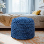 Asuprui 20x14 Inch Unstuffed Ottoman Pouf Cover – Lightweight Foot Rest, Floor Bean Bag Chair, Storage Pouf for Living Room, Bedroom & Balcony (Filler Not Included) (Navy Blue) - color: Navy Blue