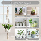 2 Pack Macrame Plant Hangers, Hanging Planters Indoor Outdoor Handmade Cotton Rope Hanging Plant Pot Durable Flower Pots Holder for Home Garden Balcony Ceiling Decorations with 2 Hooks(White) - style: Style5-2 Pack