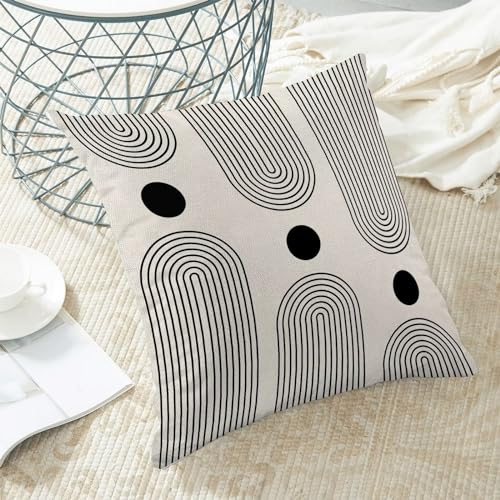 Boho Mid Century Pillow Covers 18x18 Inch Set of 2, Abstract Simple Black and White Decorative Throw Pillowcase Outdoor Farmhouse Boho Modern Cushion Cover for Sofa Couch Bed Living Room Decor - color: Boho2, size: 18" x 18" (Pack of 2)