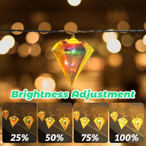 Vigdur 10FT Lantern String Lights, 20 LEDs Decorative Sting Lights Indoor Battery Operated with 8 Modes & Remote, Timer, Indoor Outdoor Light for Bedroom Party Home Decor - color: Diamond Styke