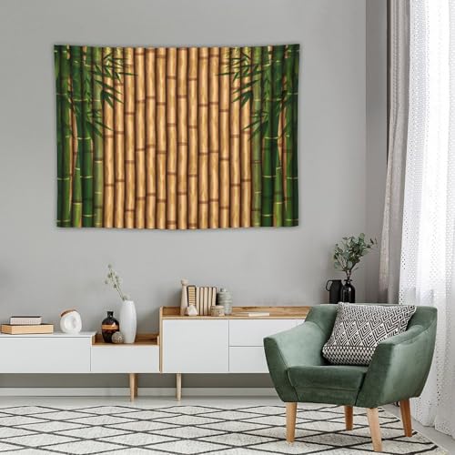 HZOHNAGO Bamboo Tapestry Retro Brown Bamboo Green Leaves Pattern Printed Wall Tapestry Painting Wall Hanging for Bedroom Living Room Dorm 40" W x 30" H - color: Bamboo-3, size: 40"L x 30"W