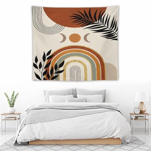 Boho Leaf Tapestry,Bohemian Mid Century Palm Tropical Leaf Abstract Modern Minimalism Geometric Wall Hanging Neutral Home Decor Art for Living Room Bedroom Dorm 40"x30" - color: Boho Leaf-10, size: W40xL30in